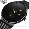 LIGE 9969 Fashion Watches Casual Waterproof Black Watch Bands Quartz Mens Box Brand Luxury Ultra-Thin Date Men Watch